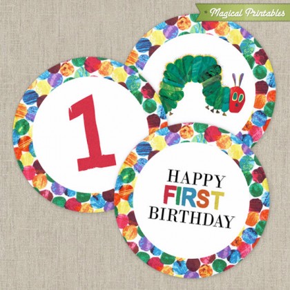 Very Hungry Caterpillar Printable Birthday 2 in. Labels